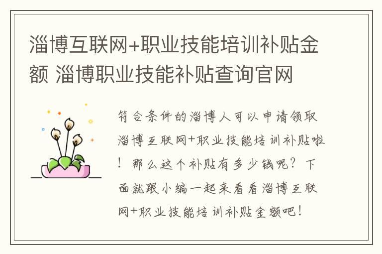 淄博互联网+职业技能培训补贴金额 淄博职业技能补贴查询官网