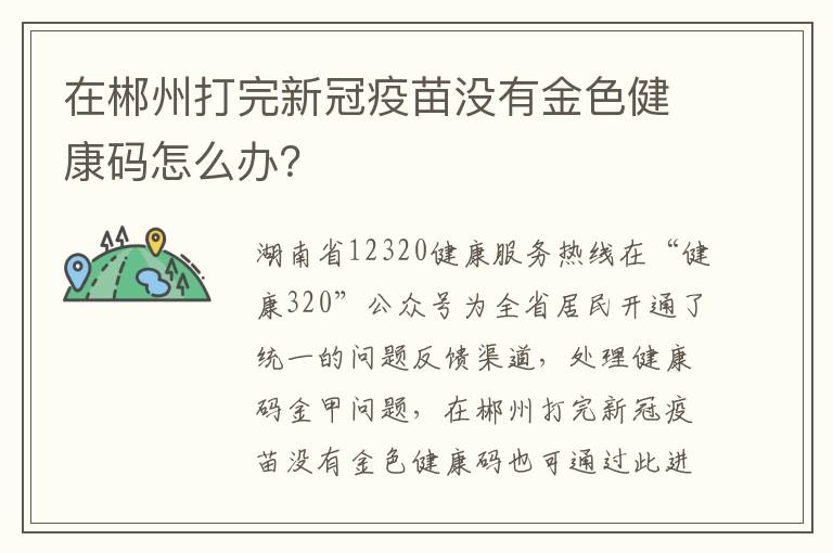 在郴州打完新冠疫苗没有金色健康码怎么办？