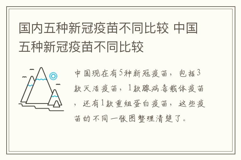 国内五种新冠疫苗不同比较 中国五种新冠疫苗不同比较