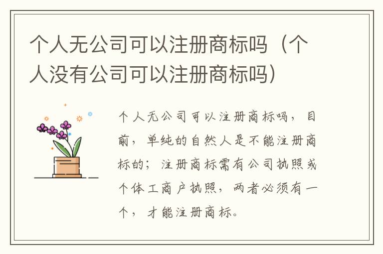 个人无公司可以注册商标吗（个人没有公司可以注册商标吗）