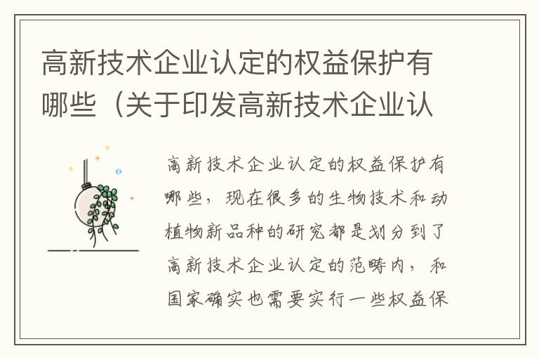 高新技术企业认定的权益保护有哪些（关于印发高新技术企业认定管理办法的通知）