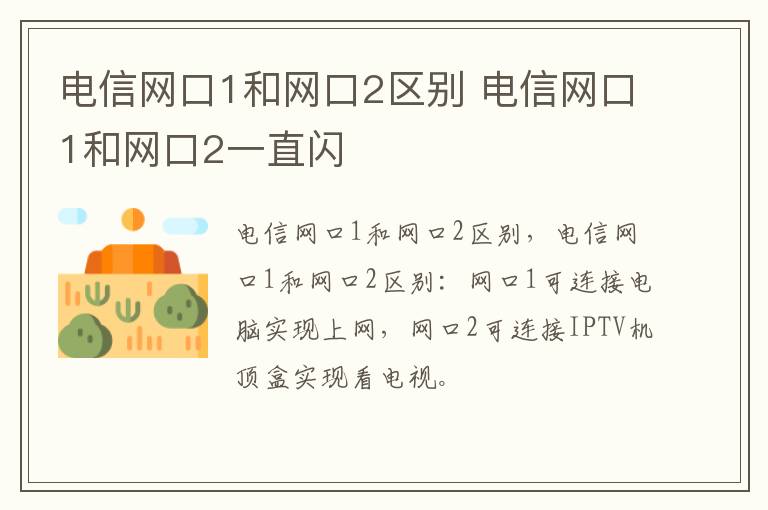 电信网口1和网口2区别 电信网口1和网口2一直闪