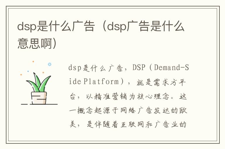 dsp是什么广告（dsp广告是什么意思啊）