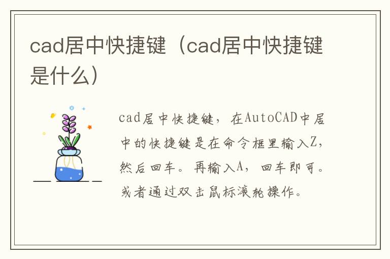 cad居中快捷键（cad居中快捷键是什么）