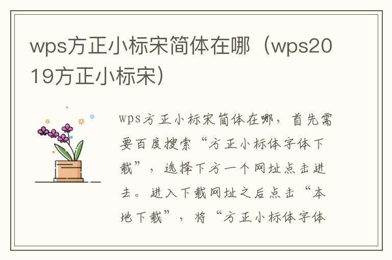 wps方正小标宋简体在哪（wps2019方正小标宋）