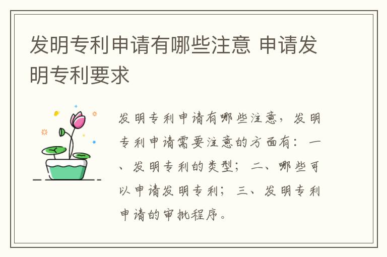 发明专利申请有哪些注意 申请发明专利要求