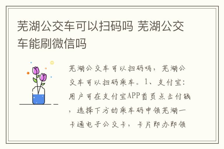 芜湖公交车可以扫码吗 芜湖公交车能刷微信吗