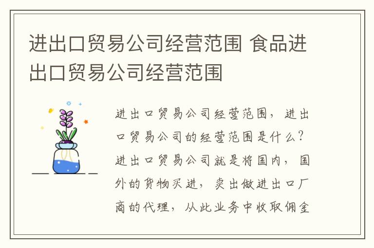 进出口贸易公司经营范围 食品进出口贸易公司经营范围