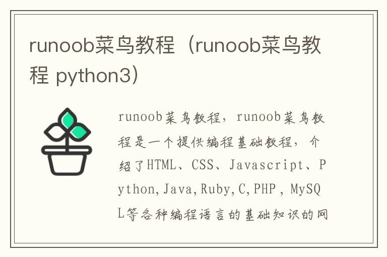 runoob菜鸟教程（runoob菜鸟教程 python3）