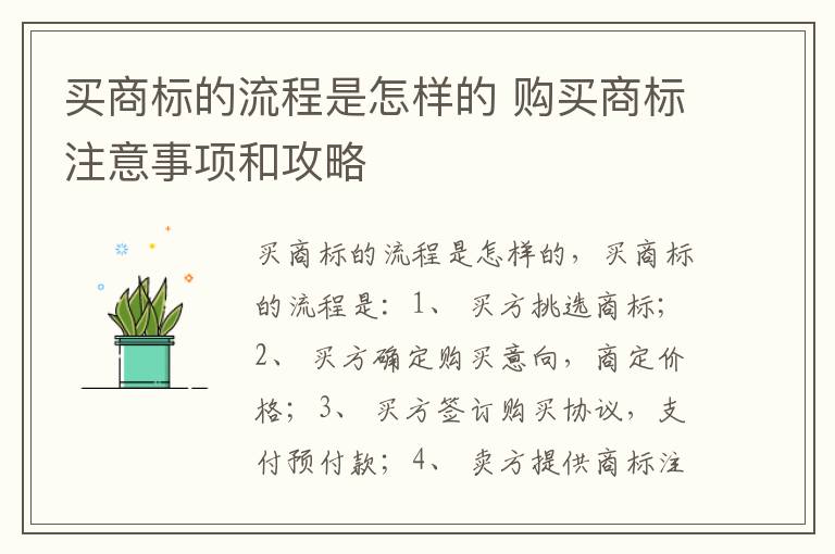 买商标的流程是怎样的 购买商标注意事项和攻略