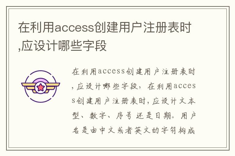 在利用access创建用户注册表时,应设计哪些字段