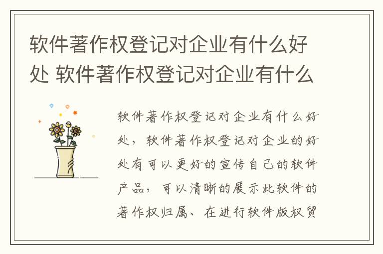 软件著作权登记对企业有什么好处 软件著作权登记对企业有什么好处吗