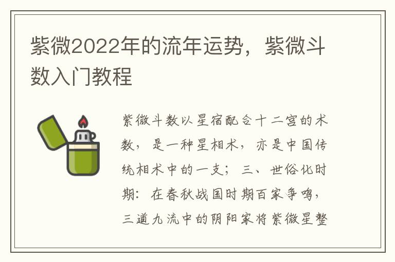 紫微2022年的流年运势，紫微斗数入门教程