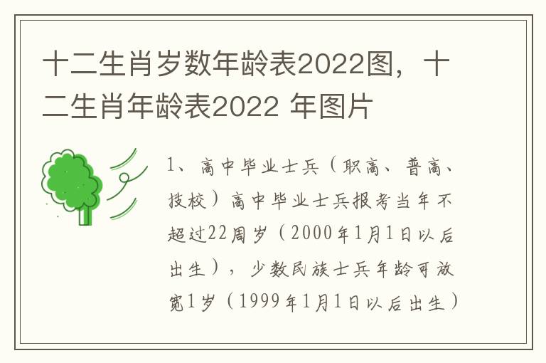 十二生肖岁数年龄表2022图，十二生肖年龄表2022 年图片