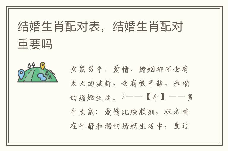 结婚生肖配对表，结婚生肖配对重要吗