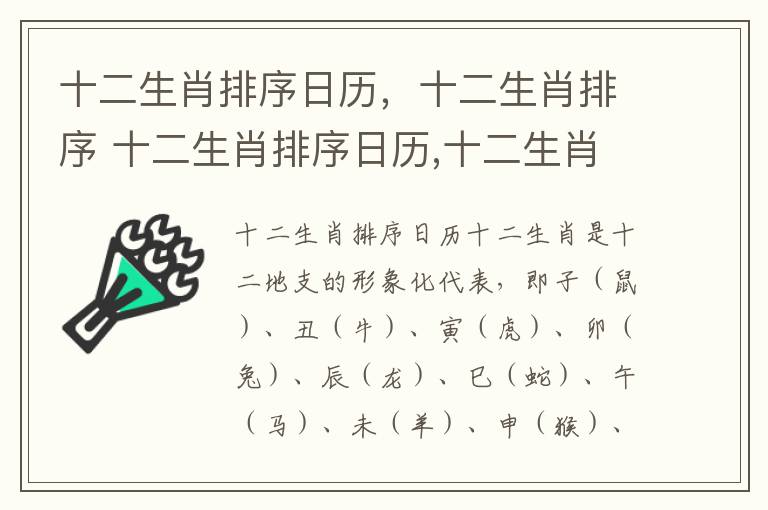 十二生肖排序日历，十二生肖排序 十二生肖排序日历,十二生肖排序是什么