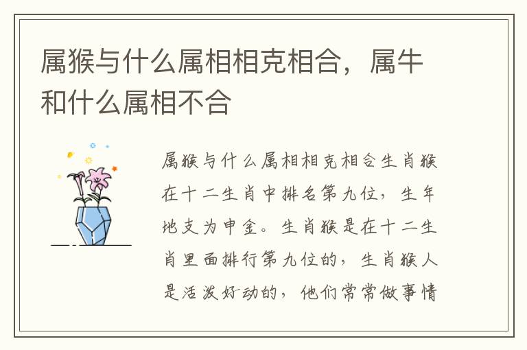 属猴与什么属相相克相合，属牛和什么属相不合