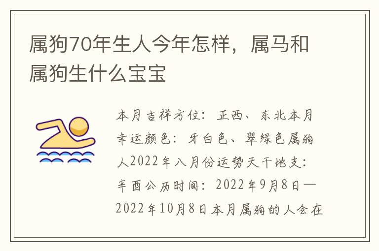 属狗70年生人今年怎样，属马和属狗生什么宝宝