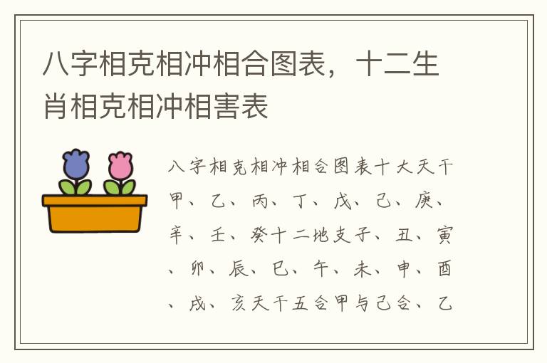 八字相克相冲相合图表，十二生肖相克相冲相害表