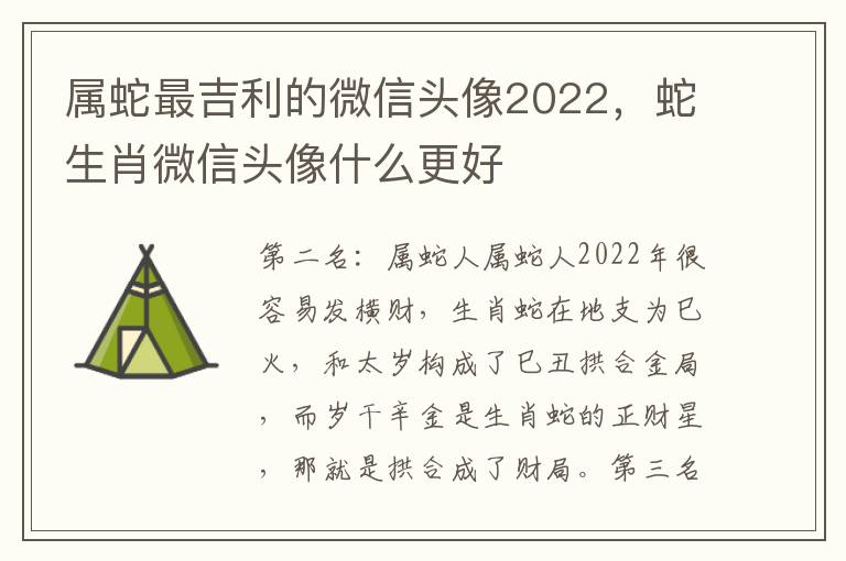 属蛇最吉利的微信头像2022，蛇生肖微信头像什么更好