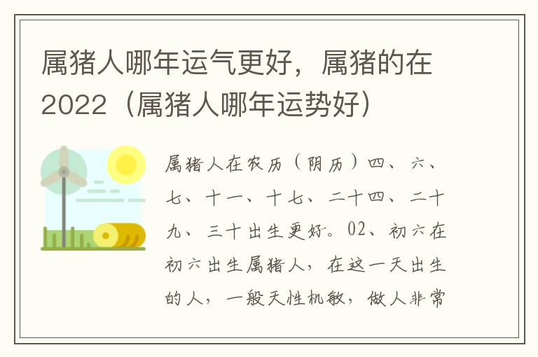 属猪人哪年运气更好，属猪的在2022（属猪人哪年运势好）