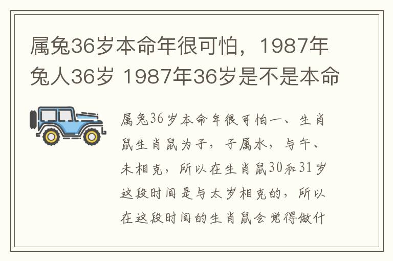 属兔36岁本命年很可怕，1987年兔人36岁 1987年36岁是不是本命年