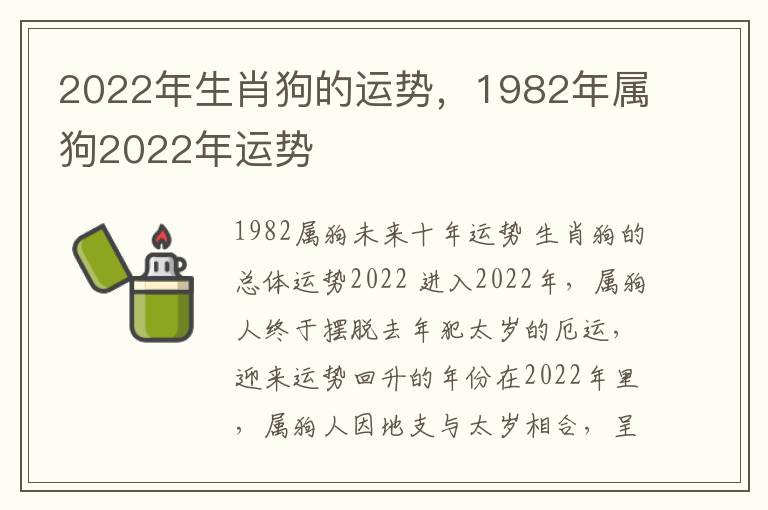 2022年生肖狗的运势，1982年属狗2022年运势