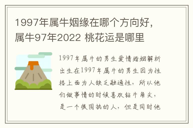 1997年属牛姻缘在哪个方向好，属牛97年2022 桃花运是哪里