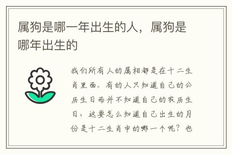 属狗是哪一年出生的人，属狗是哪年出生的