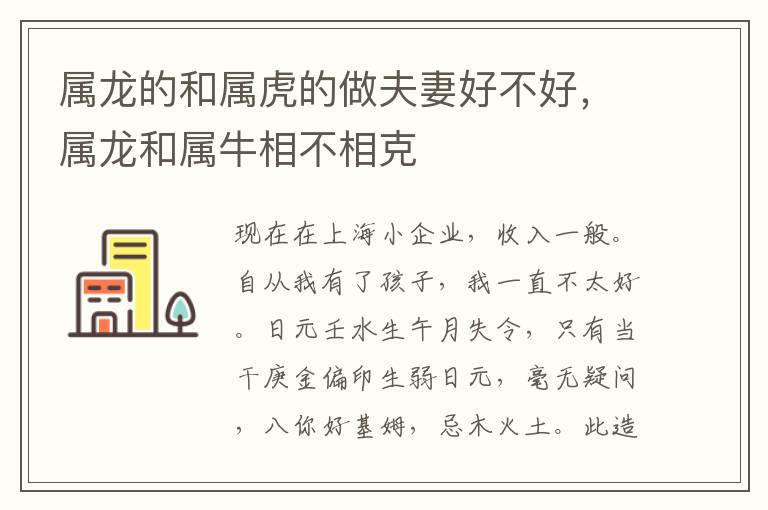 属龙的和属虎的做夫妻好不好，属龙和属牛相不相克