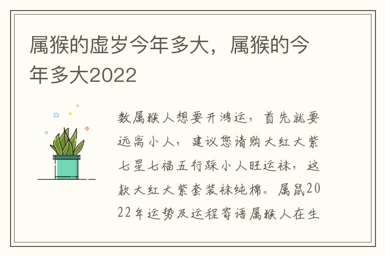 属猴的虚岁今年多大，属猴的今年多大2022