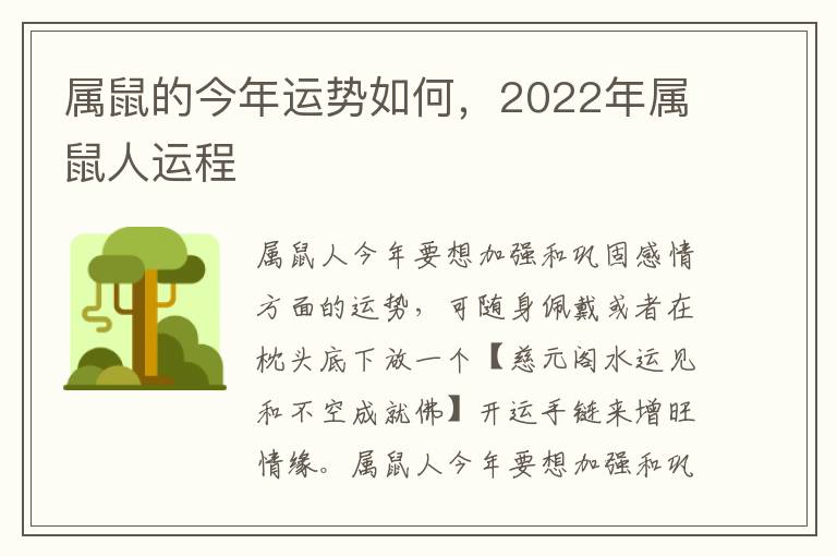 属鼠的今年运势如何，2022年属鼠人运程