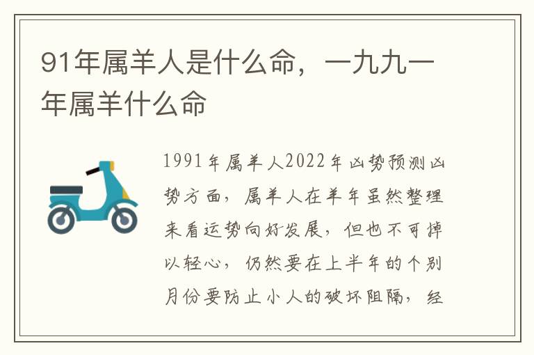 91年属羊人是什么命，一九九一年属羊什么命