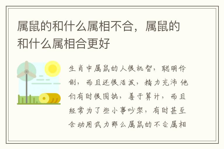 属鼠的和什么属相不合，属鼠的和什么属相合更好