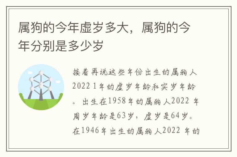 属狗的今年虚岁多大，属狗的今年分别是多少岁