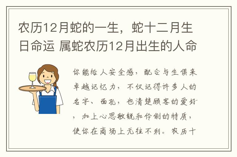 农历12月蛇的一生，蛇十二月生日命运 属蛇农历12月出生的人命好不好