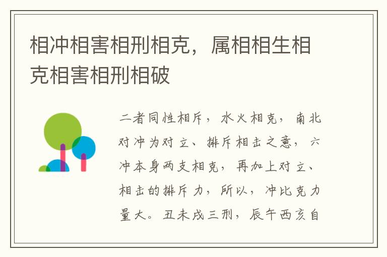 相冲相害相刑相克，属相相生相克相害相刑相破