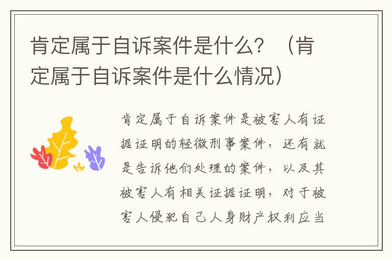 肯定属于自诉案件是什么？（肯定属于自诉案件是什么情况）