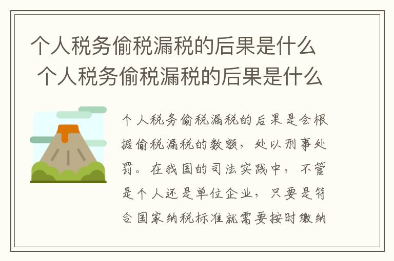 个人税务偷税漏税的后果是什么 个人税务偷税漏税的后果是什么意思