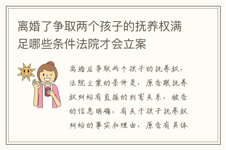 离婚了争取两个孩子的抚养权满足哪些条件法院才会立案