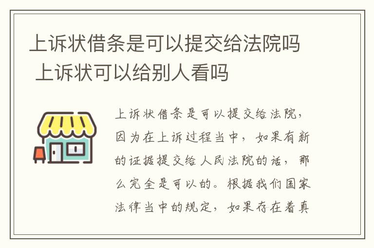 上诉状借条是可以提交给法院吗 上诉状可以给别人看吗