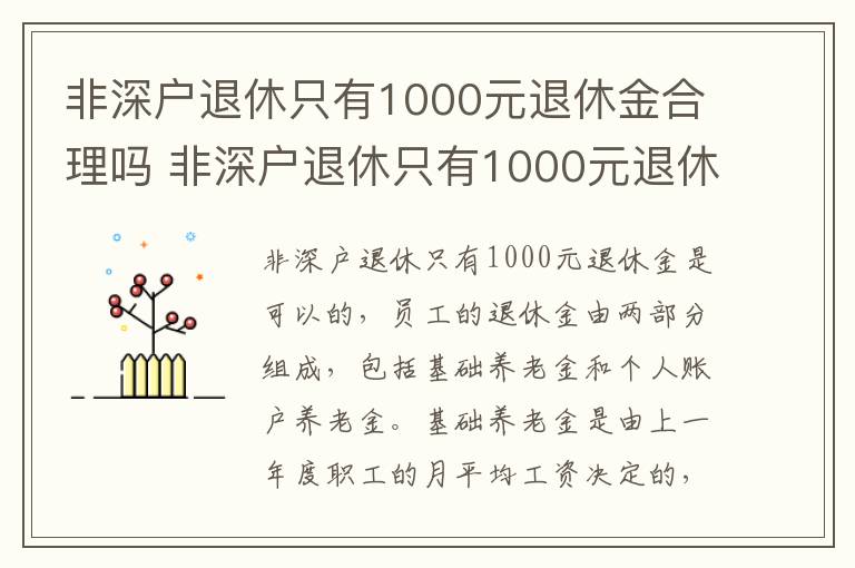 非深户退休只有1000元退休金合理吗 非深户退休只有1000元退休金合理吗