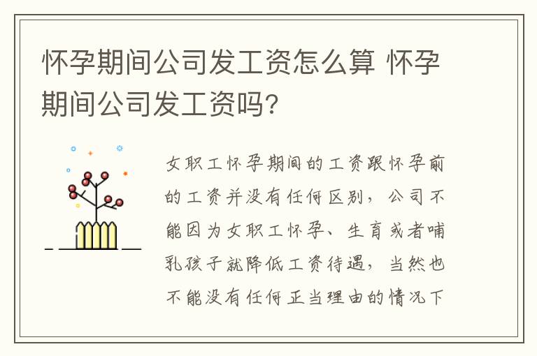 怀孕期间公司发工资怎么算 怀孕期间公司发工资吗?