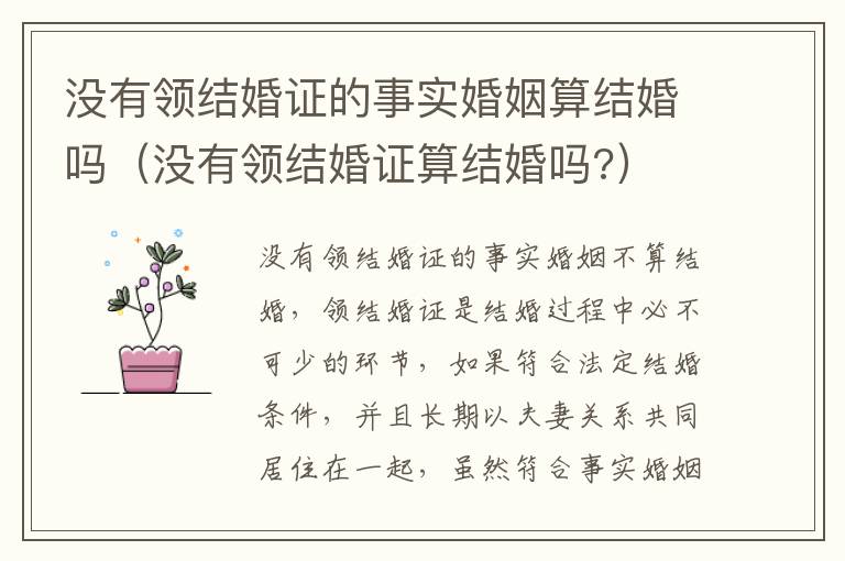 没有领结婚证的事实婚姻算结婚吗（没有领结婚证算结婚吗?）