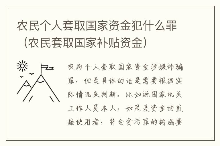 农民个人套取国家资金犯什么罪（农民套取国家补贴资金）