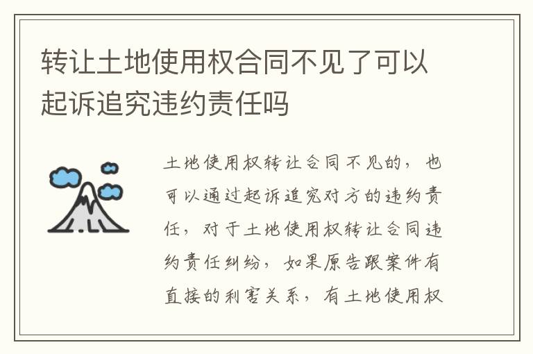 转让土地使用权合同不见了可以起诉追究违约责任吗