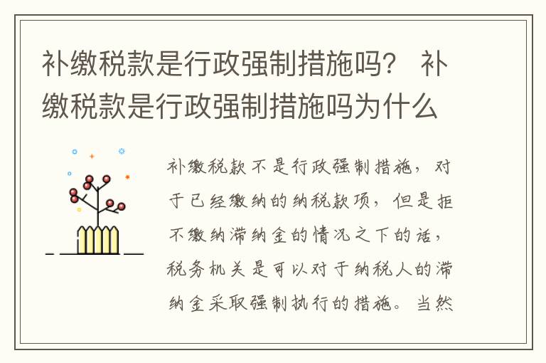 补缴税款是行政强制措施吗？ 补缴税款是行政强制措施吗为什么