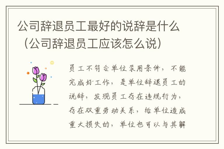 公司辞退员工最好的说辞是什么（公司辞退员工应该怎么说）