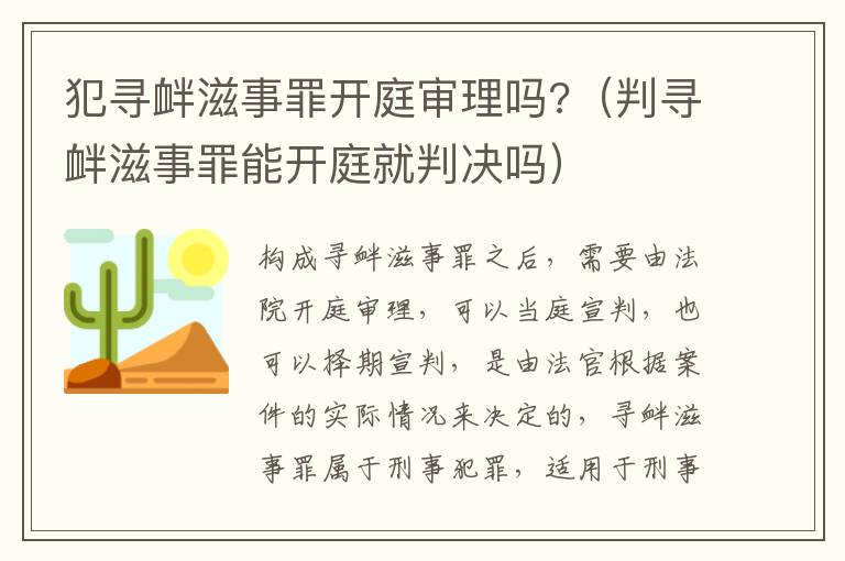 犯寻衅滋事罪开庭审理吗?（判寻衅滋事罪能开庭就判决吗）