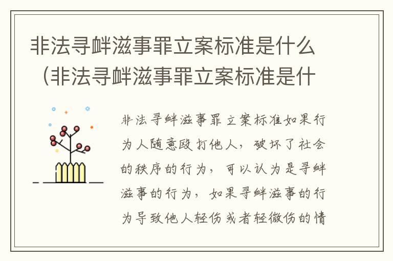 非法寻衅滋事罪立案标准是什么（非法寻衅滋事罪立案标准是什么意思）